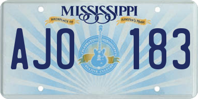 MS license plate AJO183