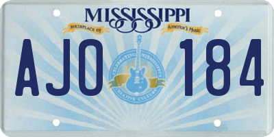 MS license plate AJO184