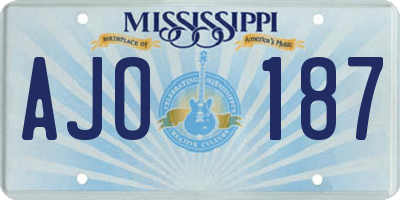 MS license plate AJO187