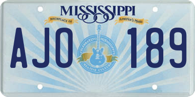MS license plate AJO189