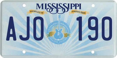 MS license plate AJO190