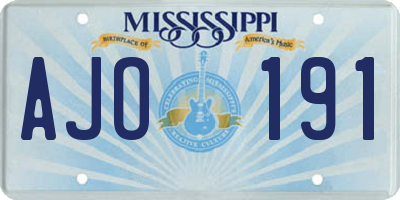 MS license plate AJO191