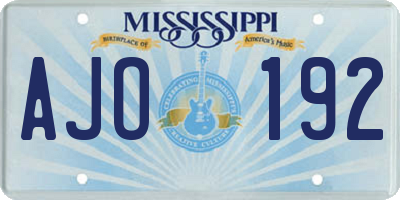 MS license plate AJO192