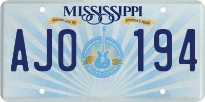 MS license plate AJO194
