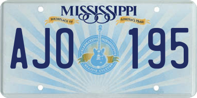 MS license plate AJO195