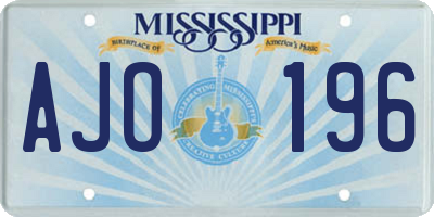 MS license plate AJO196