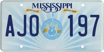 MS license plate AJO197