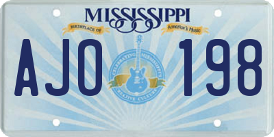 MS license plate AJO198