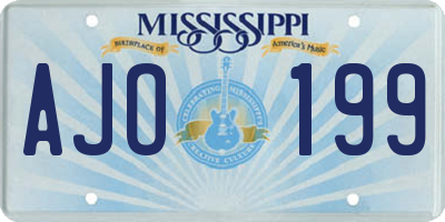 MS license plate AJO199