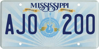 MS license plate AJO200