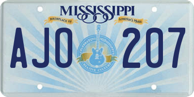 MS license plate AJO207