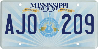 MS license plate AJO209