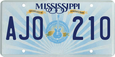 MS license plate AJO210