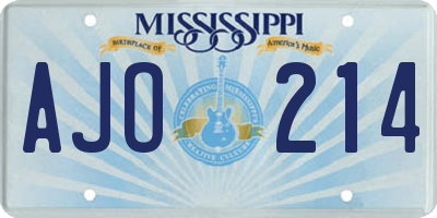 MS license plate AJO214