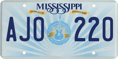 MS license plate AJO220