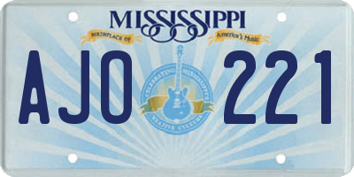 MS license plate AJO221