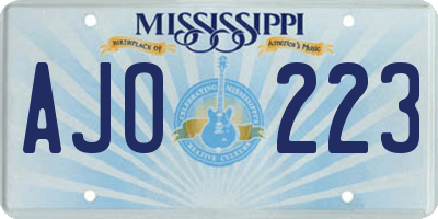 MS license plate AJO223
