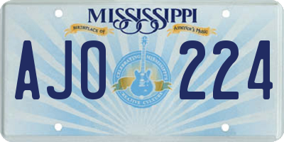 MS license plate AJO224