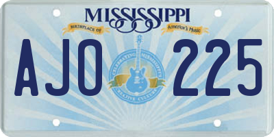 MS license plate AJO225