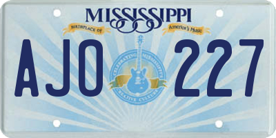 MS license plate AJO227