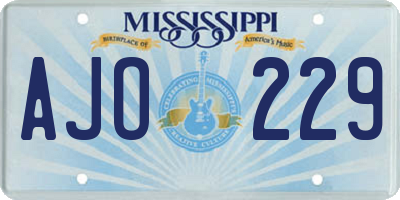 MS license plate AJO229