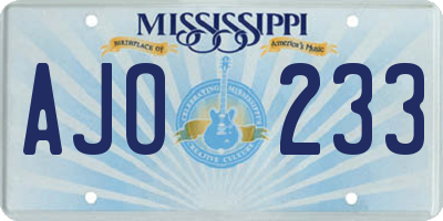 MS license plate AJO233