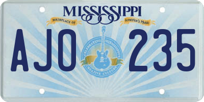 MS license plate AJO235
