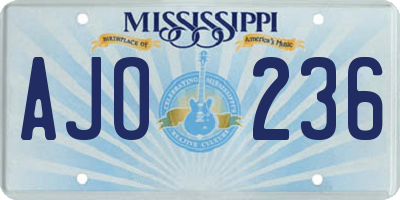 MS license plate AJO236