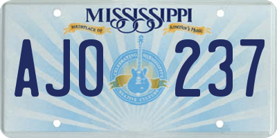 MS license plate AJO237