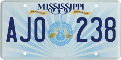 MS license plate AJO238
