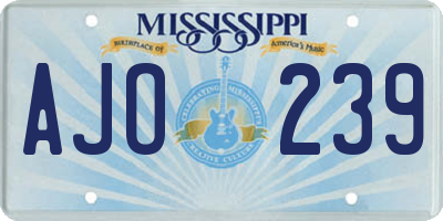 MS license plate AJO239