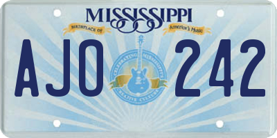 MS license plate AJO242