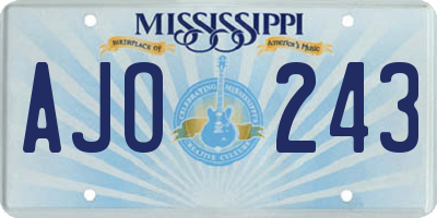 MS license plate AJO243