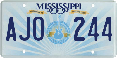 MS license plate AJO244