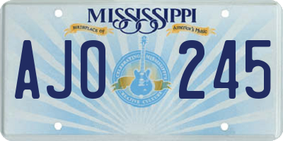 MS license plate AJO245
