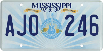 MS license plate AJO246