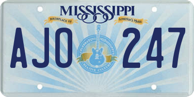 MS license plate AJO247