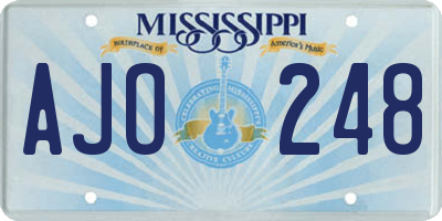 MS license plate AJO248