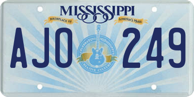 MS license plate AJO249