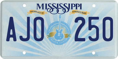 MS license plate AJO250
