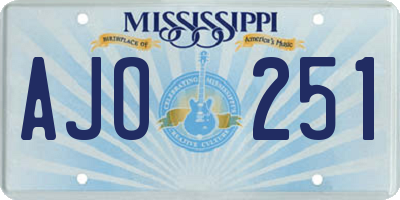 MS license plate AJO251