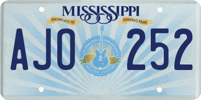 MS license plate AJO252