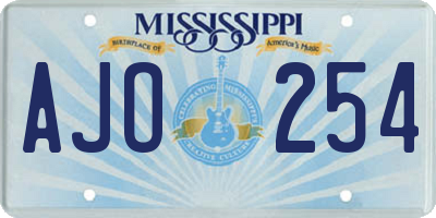 MS license plate AJO254
