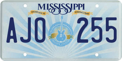 MS license plate AJO255