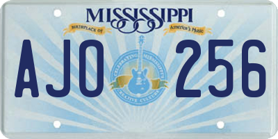 MS license plate AJO256
