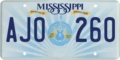 MS license plate AJO260