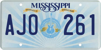MS license plate AJO261