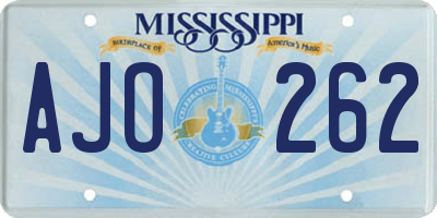 MS license plate AJO262