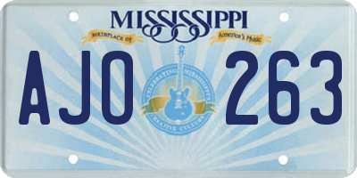 MS license plate AJO263