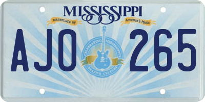 MS license plate AJO265